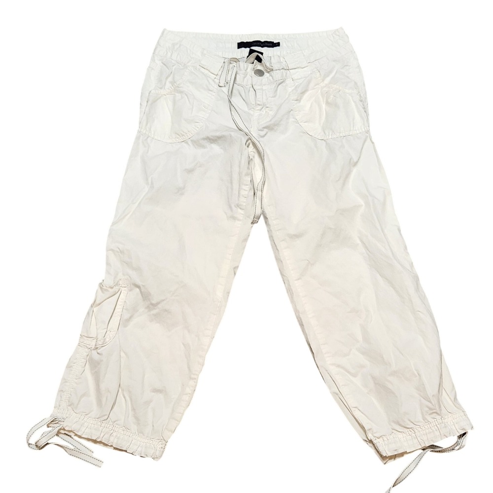 Calvin Klein Jeans Womens White Cotton Cargo Capri Cropped Pants Size 6